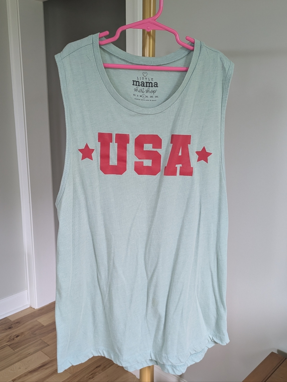 Mint Green USA Graphic Muscle Tank